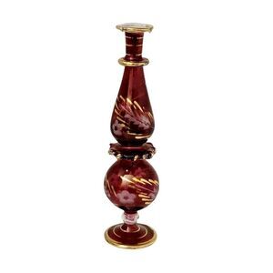 Vtg Hand Blown Glass Egyptian Empty Perfume Bottle Without Stopper or Bud Vase